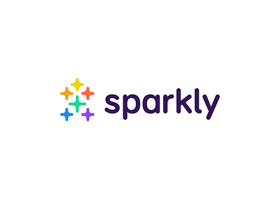 Sparkly app brand identity colored creative gift logo design present sparks stars suggestion surprise web
