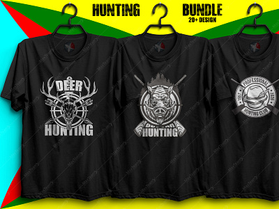 20+ Print Ready Editable Hunting T-Shirts Design Bundle :)3 design hunter hunters hunting hunting apparel design ournayem