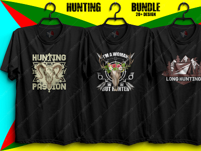 20+ Print Ready Editable Hunting T-Shirts Design Bundle :)5