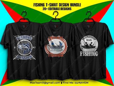20+ Print Ready Editable Fishing T-Shirts Design Bundle :) 2 design fish fisherman fishing fishing t shirt freelancer nayem ournayem