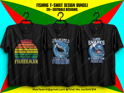 20+ Print Ready Editable Fishing T-Shirts Design Bundle :) 4