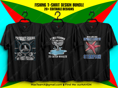 20+ Print Ready Editable Fishing T-Shirts Design Bundle :) 6 design designer nayem fish fisherman fishing fishing shirts freelancer nayem ournayem