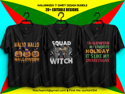 20+ Print Ready Editable Halloween T Shirts Design Bundle :)2