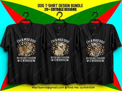 20+ Print Ready Editable Dog T-Shirts Design Bundle :)4