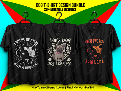 20+ Print Ready Editable Dog T-Shirts Design Bundle -1 . freelancer nayem illustration ournayem t shirt design template tshirt design