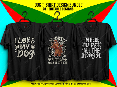 20+ Print Ready Editable Dog T-Shirts Design Bundle -1 ..