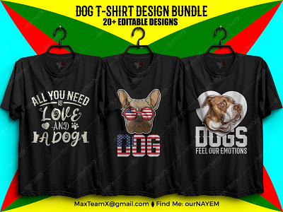 20+ Print Ready Editable Dog T-Shirts Design Bundle -1 ...