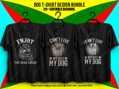 20+ Print Ready Editable Dog T-Shirts Design Bundle -1 ....