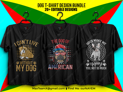 20+ Print Ready Editable Dog T-Shirts Design Bundle -1 ...... dog dog lover doggy dogs freelancer nayem illustration ournayem t shirt design template tshirt design