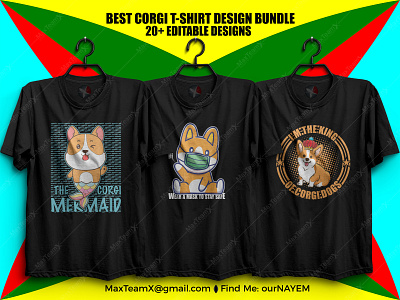 20+  Print Ready Editable Best Corgi T Shirts Design Bundle 2