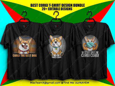 20+  Print Ready Editable Best Corgi T Shirts Design Bundle 3
