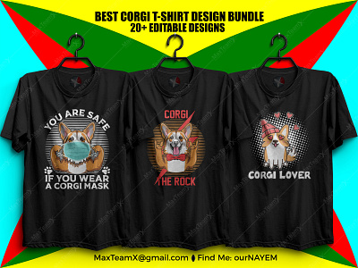 20+ Print Ready Editable Best Corgi T Shirts Design Bundle 4 corgi dog designs designer nayem illustration maxteamx ournayem t shirt design template tshirt design