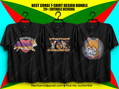 20+  Print Ready Editable Best Corgi T Shirts Design Bundle 5