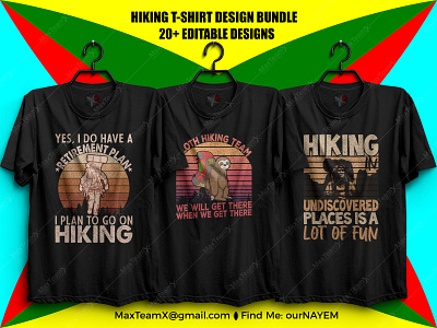 20+  Print Ready Editable Hiking T Shirts Design Bundle  1