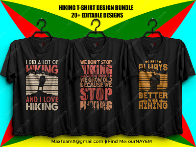 20+  Print Ready Editable Hiking T Shirts Design Bundle  3
