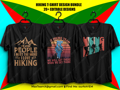 20+  Print Ready Editable Hiking T Shirts Design Bundle  4