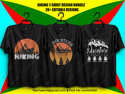 20+  Print Ready Editable Hiking T Shirts Design Bundle  5
