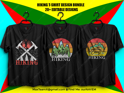 20+  Print Ready Editable Hiking T Shirts Design Bundle  6