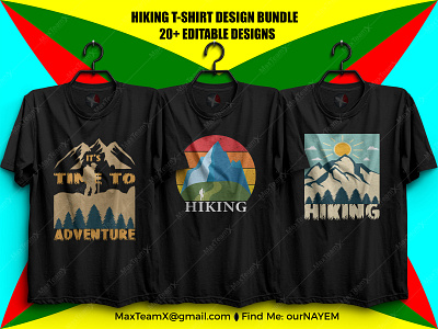 20+  Print Ready Editable Hiking T Shirts Design Bundle  7