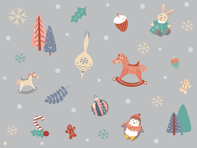 Christmas pattern christmas design pattern toys vector