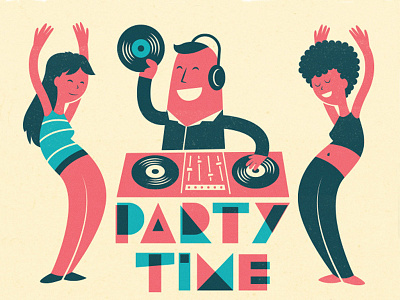 Party Time illustration party screenprint vector