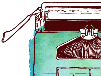 Typewriter contact hand drawn illustration typewriter watercolours