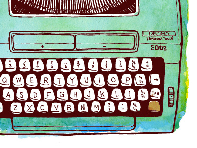 Typewriter detail 2 contact financial hand drawn illustration typewriter watercolours