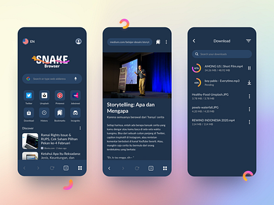 Snack - Mobile Browser app article article page browser design download mobile mobile app mobile browser news progress search bar ui ux web browser