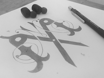 Sketch of double M vintage monogram