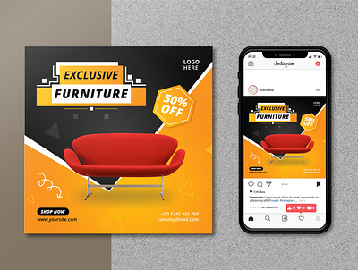 Furniture Sale Social Media Posts or Instagram Banners Template template