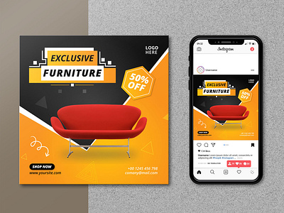 Furniture Sale Social Media Posts or Instagram Banners Template