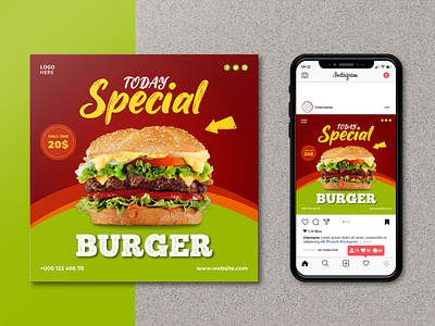 BURGER Special Food Social Media Post Banner Template