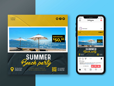 Summer Vacation social media post banner template. summer holiday