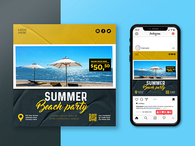 Summer Vacation social media post banner template.