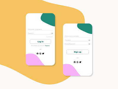 Mobile App Log in & Sign up Screen