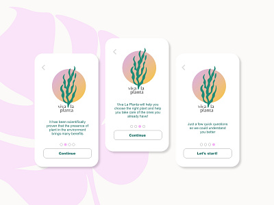 Mobile Plant App - Onboarding Screens