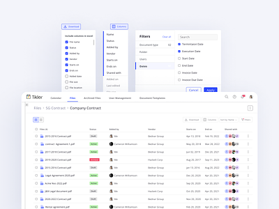 Document listing with filters | B2B Web App