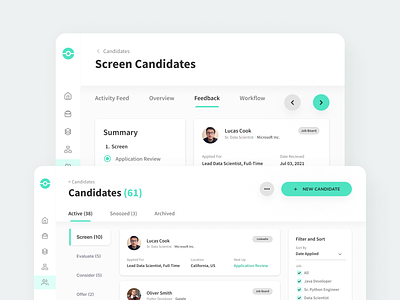 Candidate Dashboard | B2B Talent Management app b2b cards dashboard dashboard design design product product design profiles ui ui design
