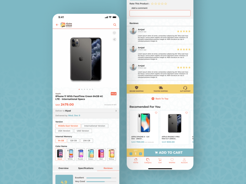 Product Page - Sinbad app app ui design e comm app e commerce e commerce product page ecomm product page ecommerce mobile app product page shopping app shopping application ui design uiux design