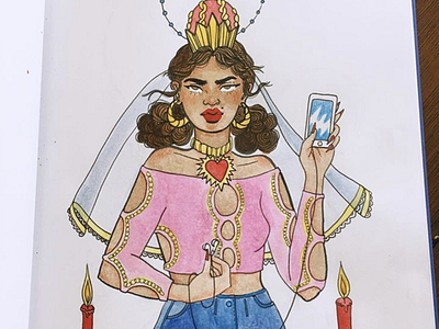 Patron Saint of Social Media colors copic marker drawing fashion fashion illustration illustration illustrator lineart pencil traditional art