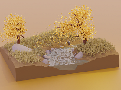 Forest Stream 3d 3d art cute forest lowpoly nature stream