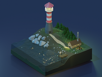 Lighthouse lowpoly 3d