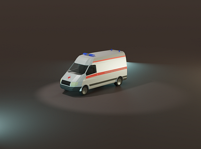 Ambulance 3d amateur lowpoly newbie