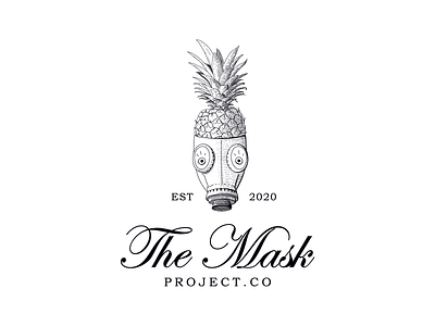 The Mask branding classic drawing ink fun design fun logo hand drawn handmade illustration ink art logodesign logos mascot logo mask mask logo pen and ink pineapple vintage vintage design vintage illustration vintage logo