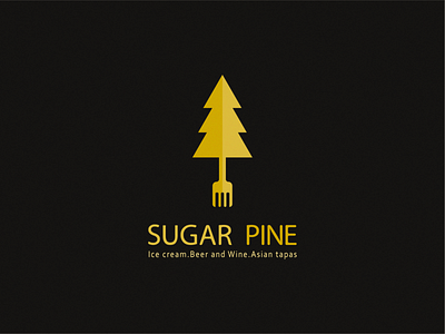 Sugar Pine clean food fork fun logo golden golden logo icecream logos minimalist pine pine trees playful restaurant restaurant logo simple sugar sugar pine texas ui vector art