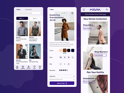 Modura - Retail Shopping Mobile App app design logo ui ux