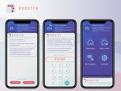 Rooster - A Homebuyer Chatbot chatbot mortgage neumorphism real estate ux design