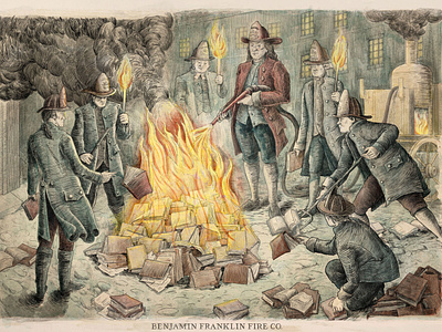 Ben Franklin Fire Co for Fahrenheit 451 illustration
