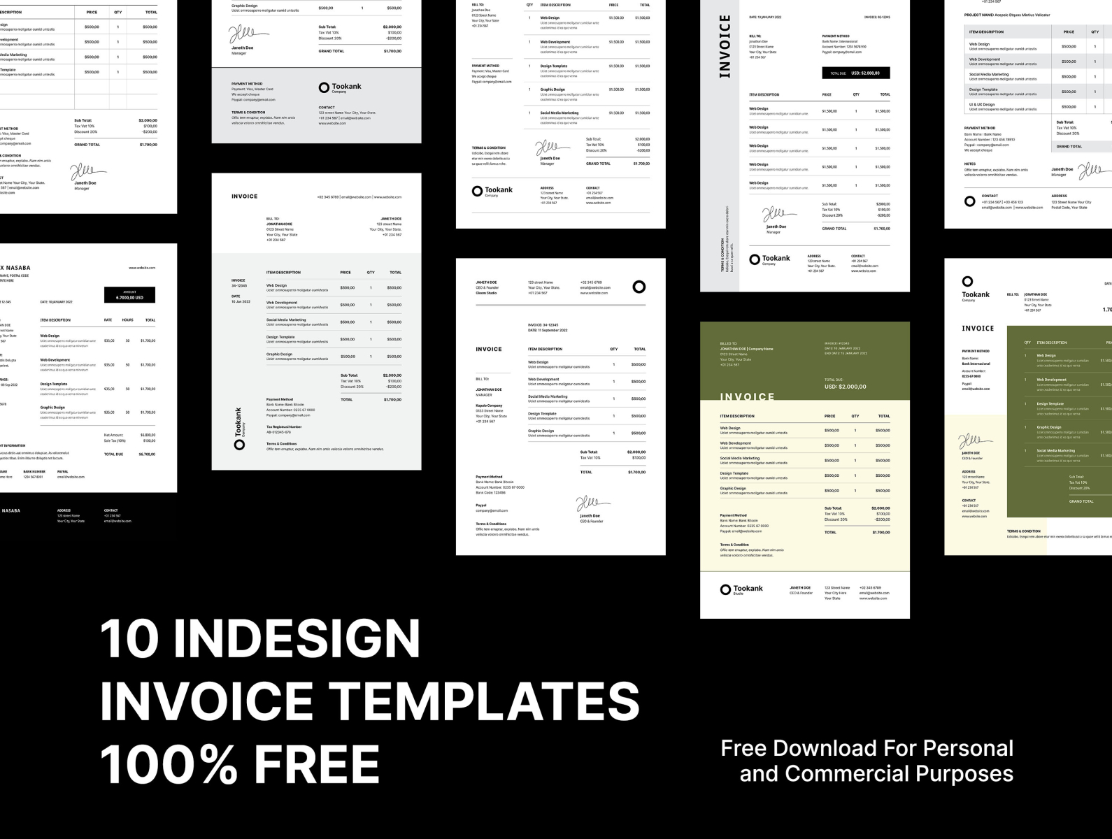 Free 10 InDesign Invoice Templates by Zulham Jusuf on Dribbble