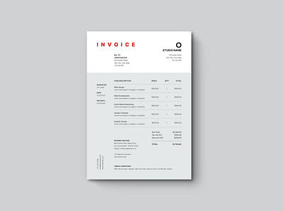Minimalist Invoice Template accounting bill illustrator indesign invoice invoice template invoices layout design receipt template